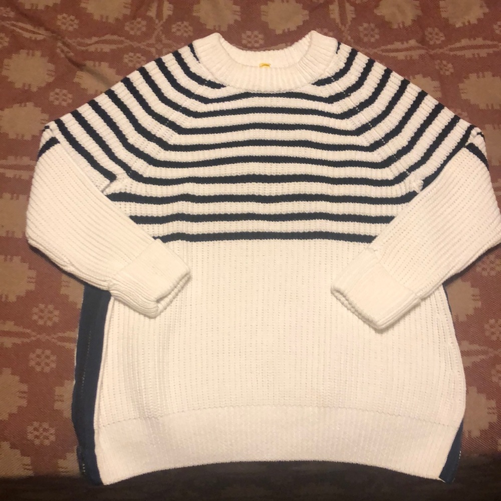 Kate Spade Nautical White Navy Striped Sweater with zippers